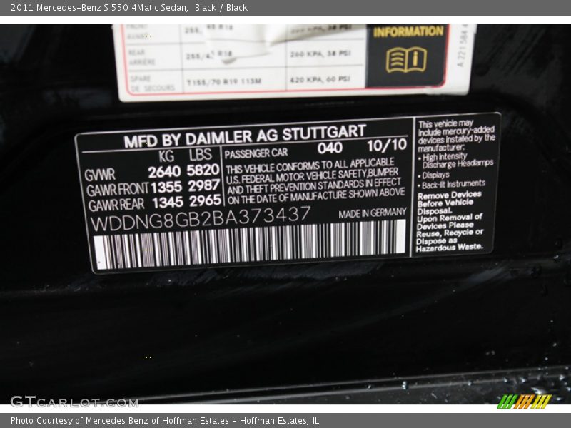 Black / Black 2011 Mercedes-Benz S 550 4Matic Sedan