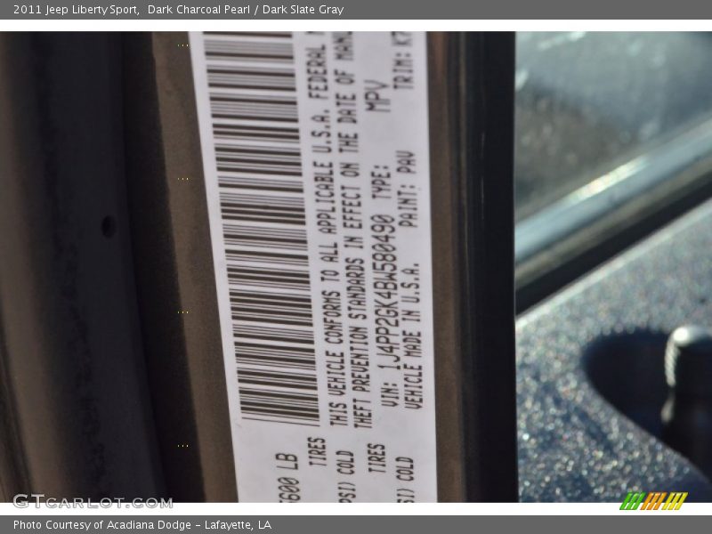 Dark Charcoal Pearl / Dark Slate Gray 2011 Jeep Liberty Sport