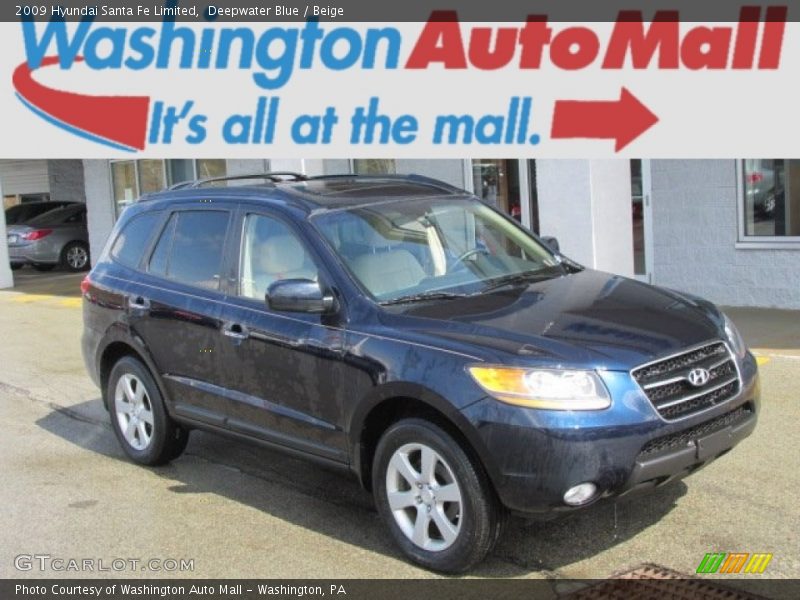 Deepwater Blue / Beige 2009 Hyundai Santa Fe Limited