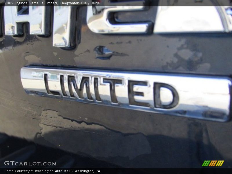 Deepwater Blue / Beige 2009 Hyundai Santa Fe Limited
