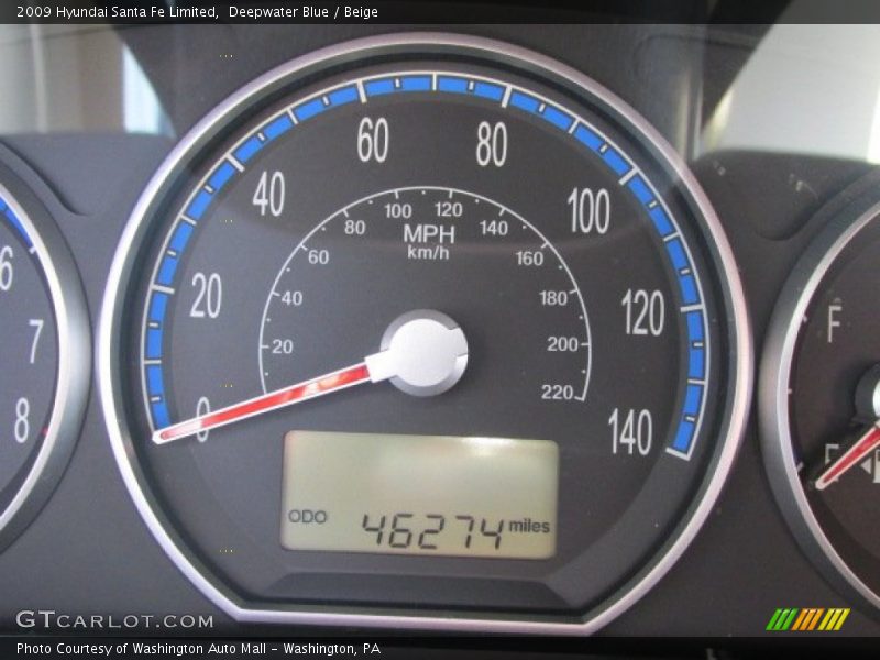 Deepwater Blue / Beige 2009 Hyundai Santa Fe Limited