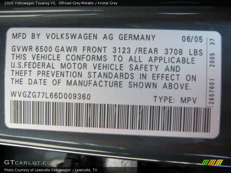 Offroad Grey Metallic / Kristal Grey 2006 Volkswagen Touareg V6