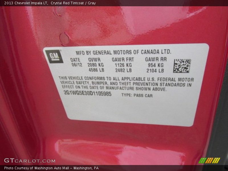 Crystal Red Tintcoat / Gray 2013 Chevrolet Impala LT