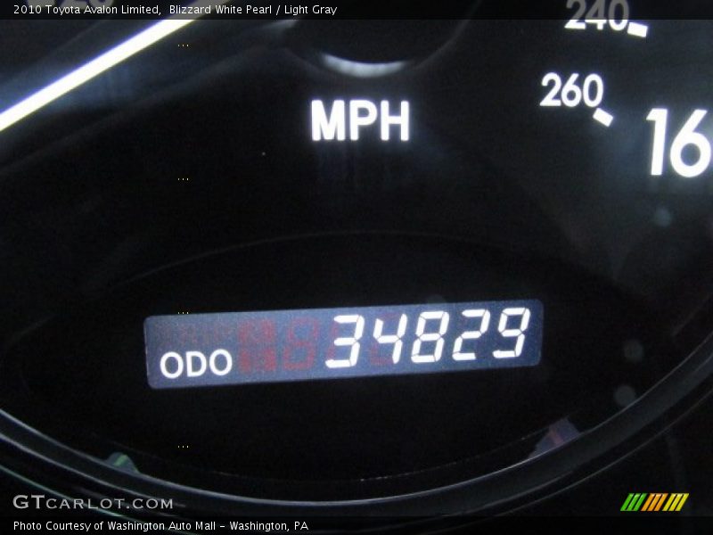 Blizzard White Pearl / Light Gray 2010 Toyota Avalon Limited