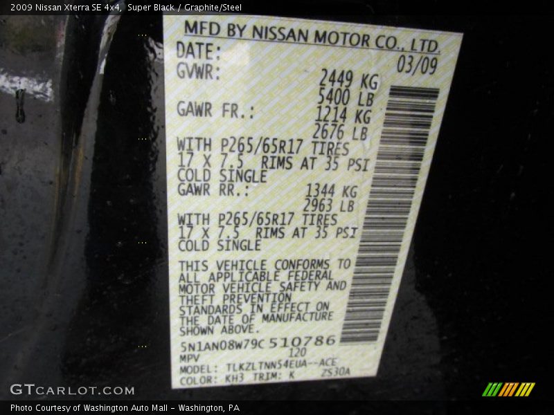 Super Black / Graphite/Steel 2009 Nissan Xterra SE 4x4