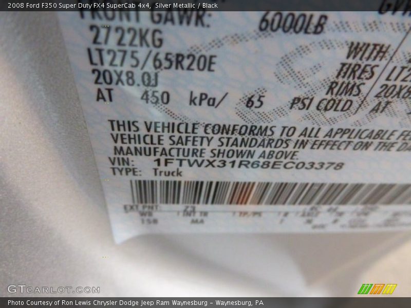 Silver Metallic / Black 2008 Ford F350 Super Duty FX4 SuperCab 4x4