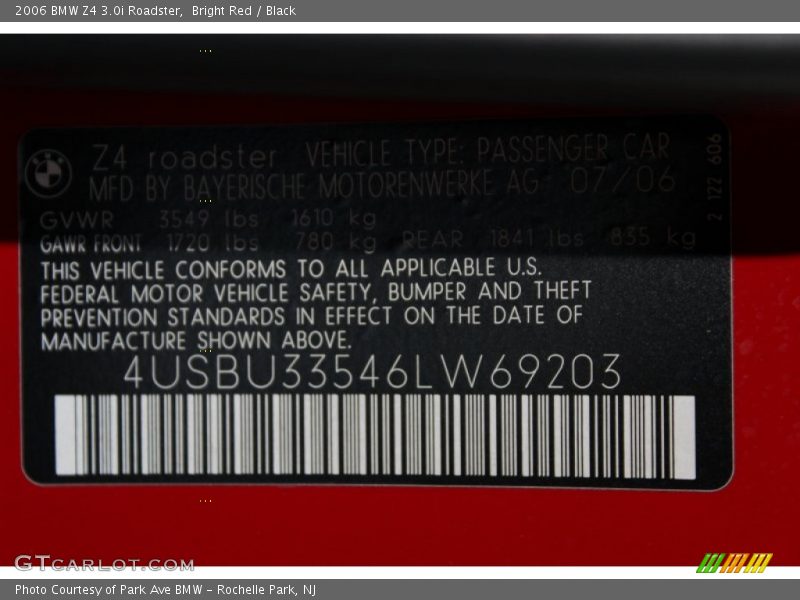 Bright Red / Black 2006 BMW Z4 3.0i Roadster