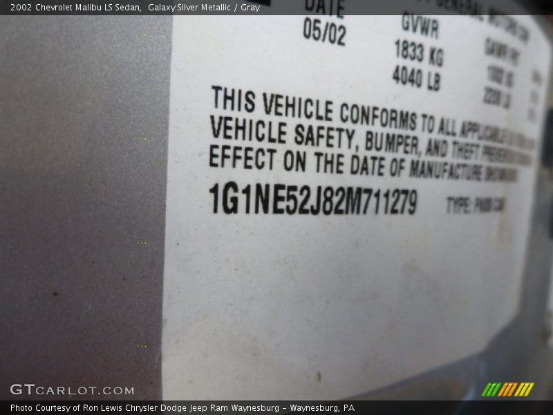 Galaxy Silver Metallic / Gray 2002 Chevrolet Malibu LS Sedan
