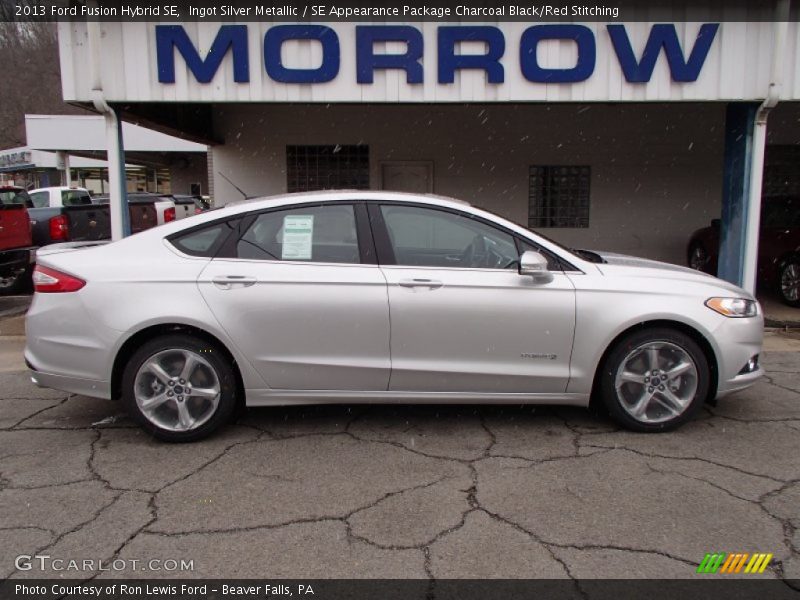 Ingot Silver Metallic / SE Appearance Package Charcoal Black/Red Stitching 2013 Ford Fusion Hybrid SE