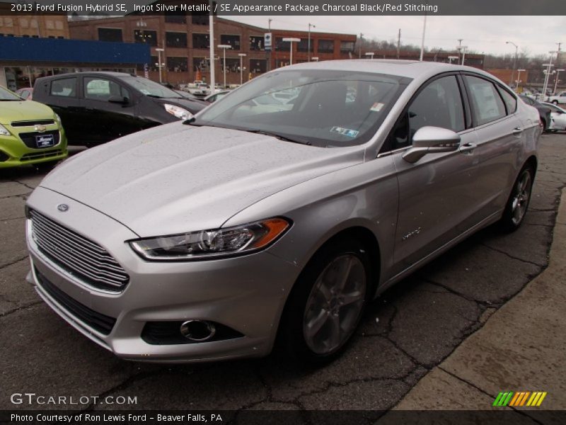 Ingot Silver Metallic / SE Appearance Package Charcoal Black/Red Stitching 2013 Ford Fusion Hybrid SE