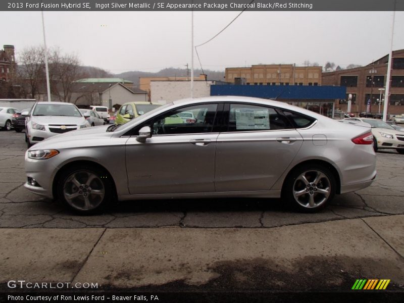 Ingot Silver Metallic / SE Appearance Package Charcoal Black/Red Stitching 2013 Ford Fusion Hybrid SE