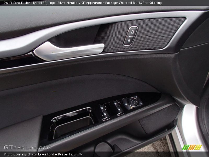 Ingot Silver Metallic / SE Appearance Package Charcoal Black/Red Stitching 2013 Ford Fusion Hybrid SE