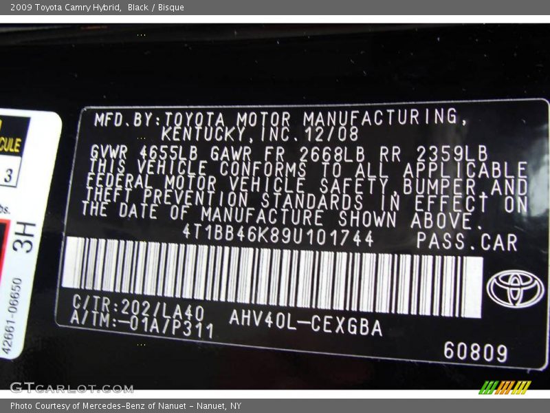 Black / Bisque 2009 Toyota Camry Hybrid