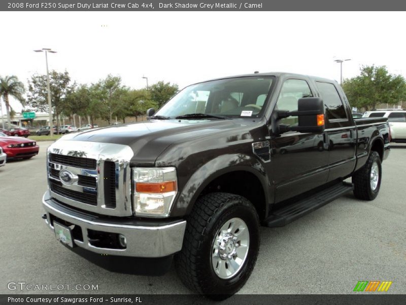 Dark Shadow Grey Metallic / Camel 2008 Ford F250 Super Duty Lariat Crew Cab 4x4
