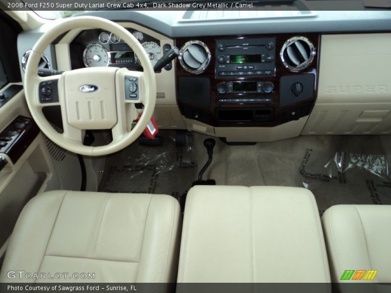 Dark Shadow Grey Metallic / Camel 2008 Ford F250 Super Duty Lariat Crew Cab 4x4