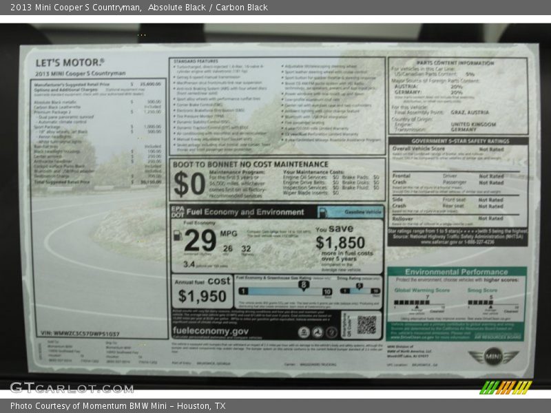 Absolute Black / Carbon Black 2013 Mini Cooper S Countryman