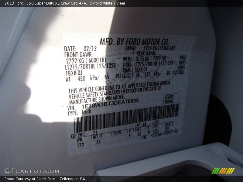 Oxford White / Steel 2013 Ford F350 Super Duty XL Crew Cab 4x4