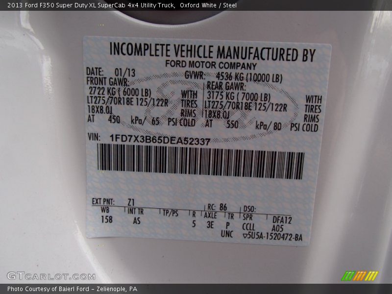 Oxford White / Steel 2013 Ford F350 Super Duty XL SuperCab 4x4 Utility Truck