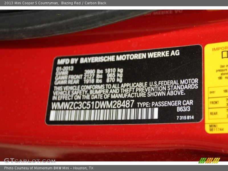 Blazing Red / Carbon Black 2013 Mini Cooper S Countryman