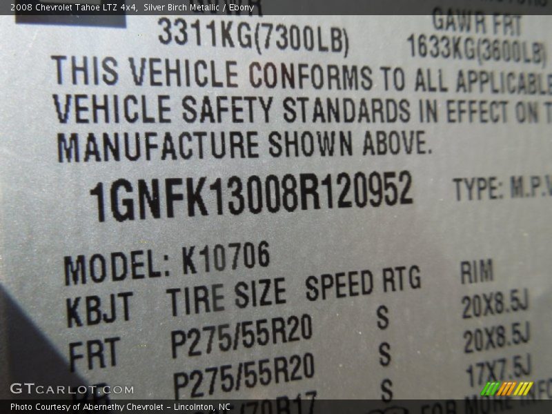 Silver Birch Metallic / Ebony 2008 Chevrolet Tahoe LTZ 4x4