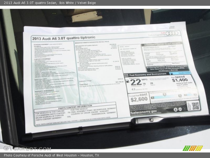 Ibis White / Velvet Beige 2013 Audi A6 3.0T quattro Sedan