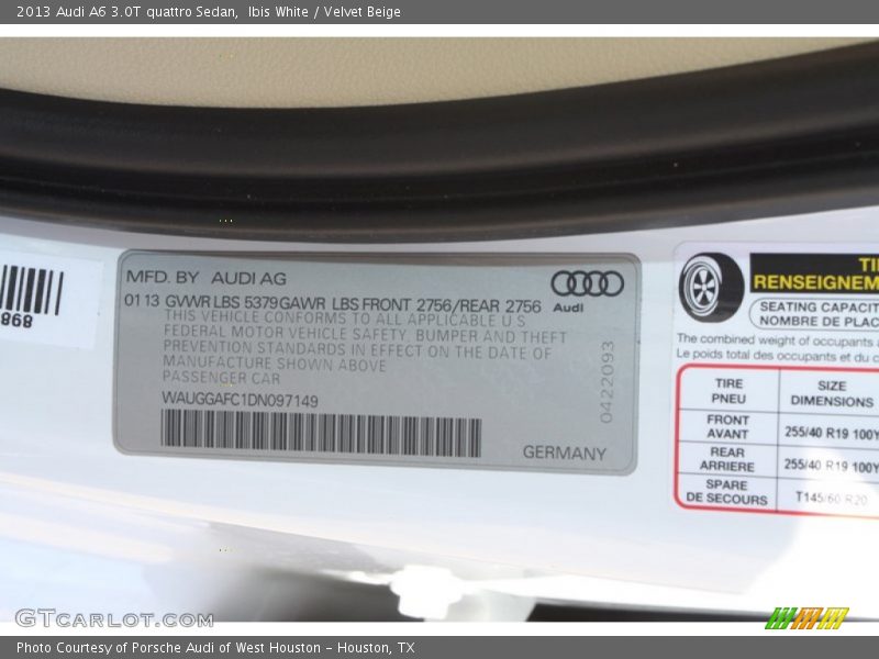 Ibis White / Velvet Beige 2013 Audi A6 3.0T quattro Sedan