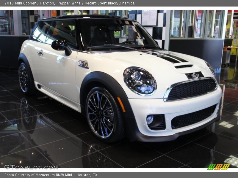 Pepper White / Recaro Sport Black/Dinamica 2013 Mini Cooper S Hardtop