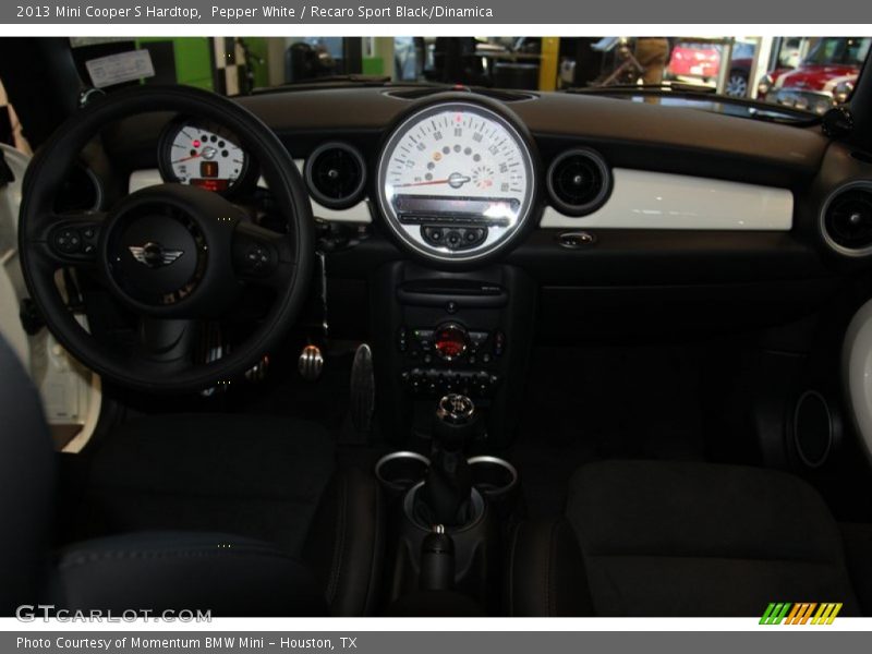 Pepper White / Recaro Sport Black/Dinamica 2013 Mini Cooper S Hardtop