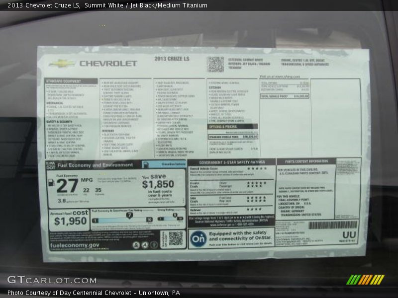 Summit White / Jet Black/Medium Titanium 2013 Chevrolet Cruze LS