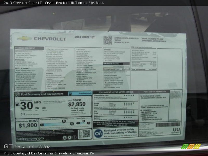 Crystal Red Metallic Tintcoat / Jet Black 2013 Chevrolet Cruze LT