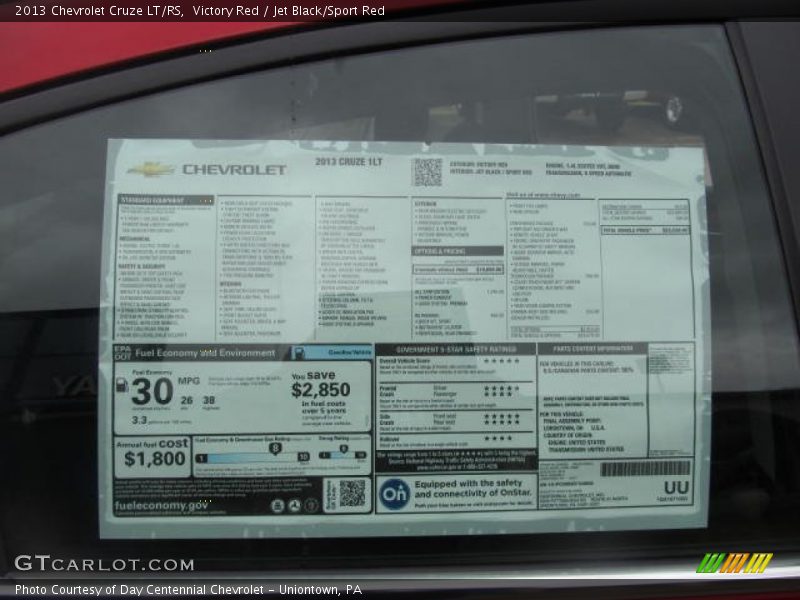  2013 Cruze LT/RS Window Sticker