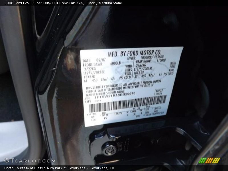 Black / Medium Stone 2008 Ford F250 Super Duty FX4 Crew Cab 4x4