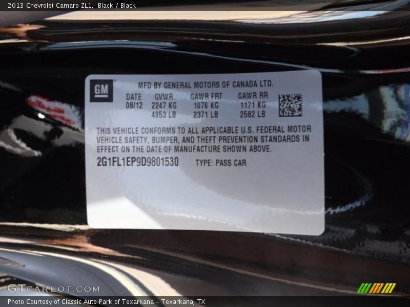 Black / Black 2013 Chevrolet Camaro ZL1