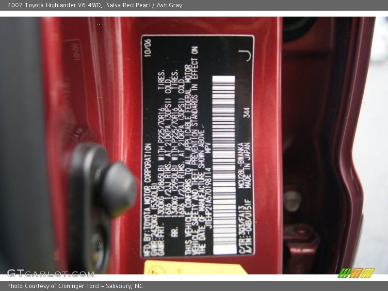 Salsa Red Pearl / Ash Gray 2007 Toyota Highlander V6 4WD