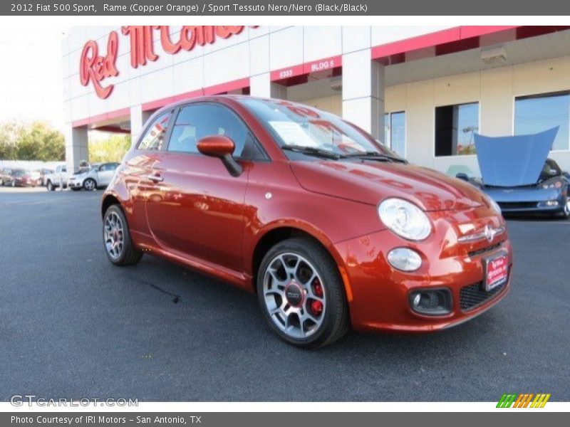 Rame (Copper Orange) / Sport Tessuto Nero/Nero (Black/Black) 2012 Fiat 500 Sport