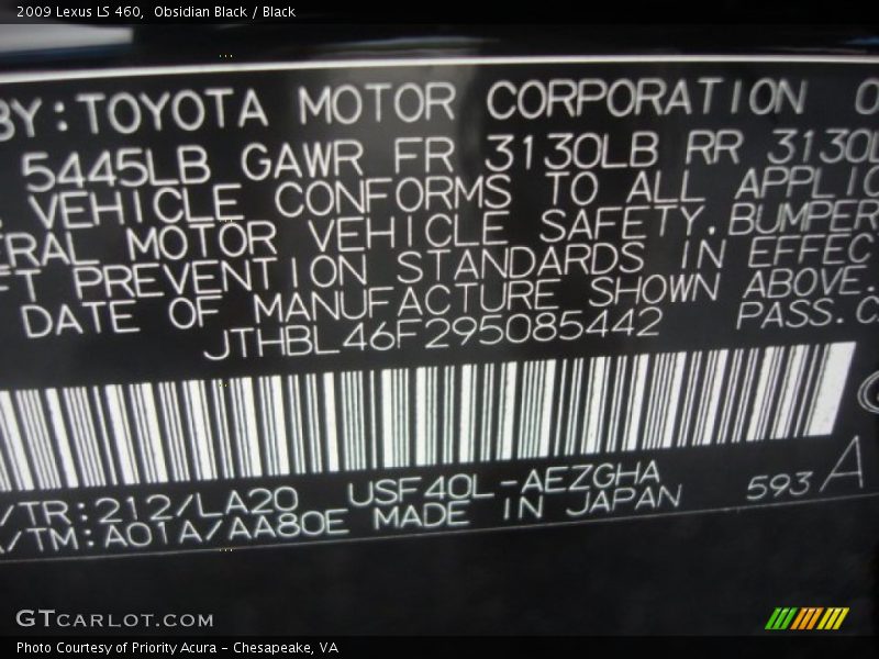 Obsidian Black / Black 2009 Lexus LS 460