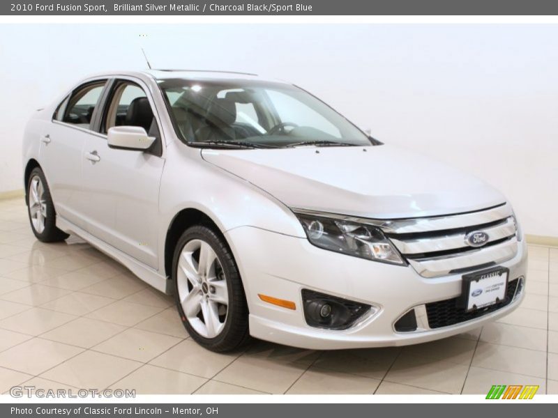 Brilliant Silver Metallic / Charcoal Black/Sport Blue 2010 Ford Fusion Sport