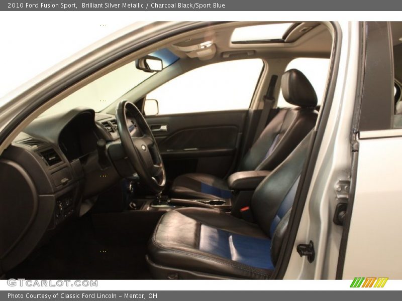 Brilliant Silver Metallic / Charcoal Black/Sport Blue 2010 Ford Fusion Sport