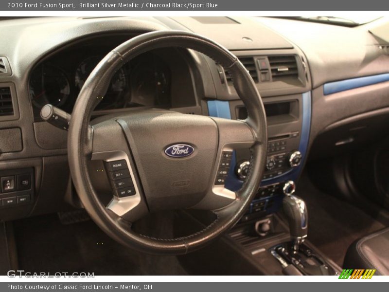 Brilliant Silver Metallic / Charcoal Black/Sport Blue 2010 Ford Fusion Sport