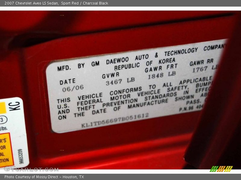 Sport Red / Charcoal Black 2007 Chevrolet Aveo LS Sedan