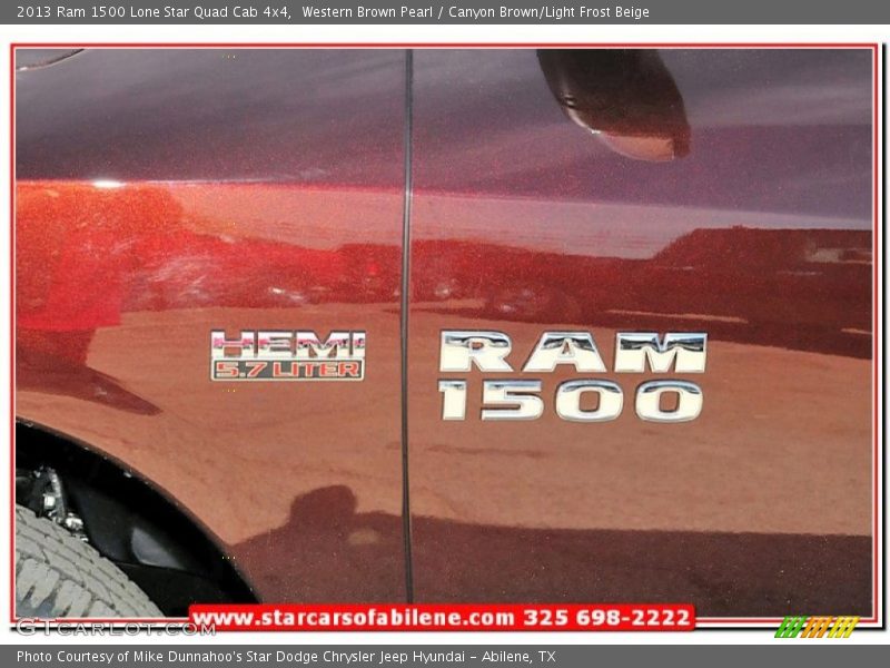 Western Brown Pearl / Canyon Brown/Light Frost Beige 2013 Ram 1500 Lone Star Quad Cab 4x4
