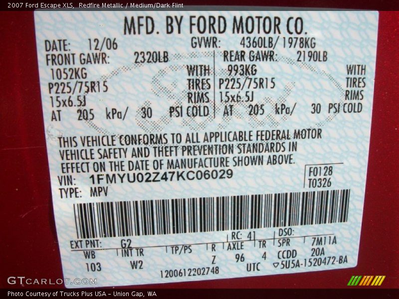 Redfire Metallic / Medium/Dark Flint 2007 Ford Escape XLS