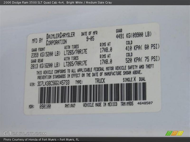 Bright White / Medium Slate Gray 2006 Dodge Ram 3500 SLT Quad Cab 4x4