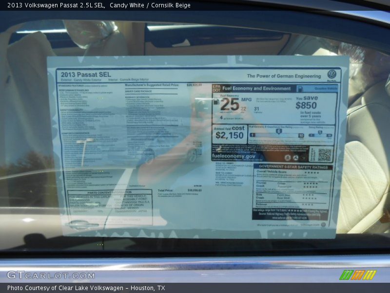  2013 Passat 2.5L SEL Window Sticker
