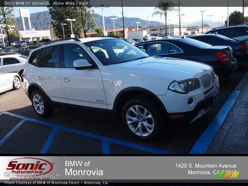 Alpine White / Black 2010 BMW X3 xDrive30i