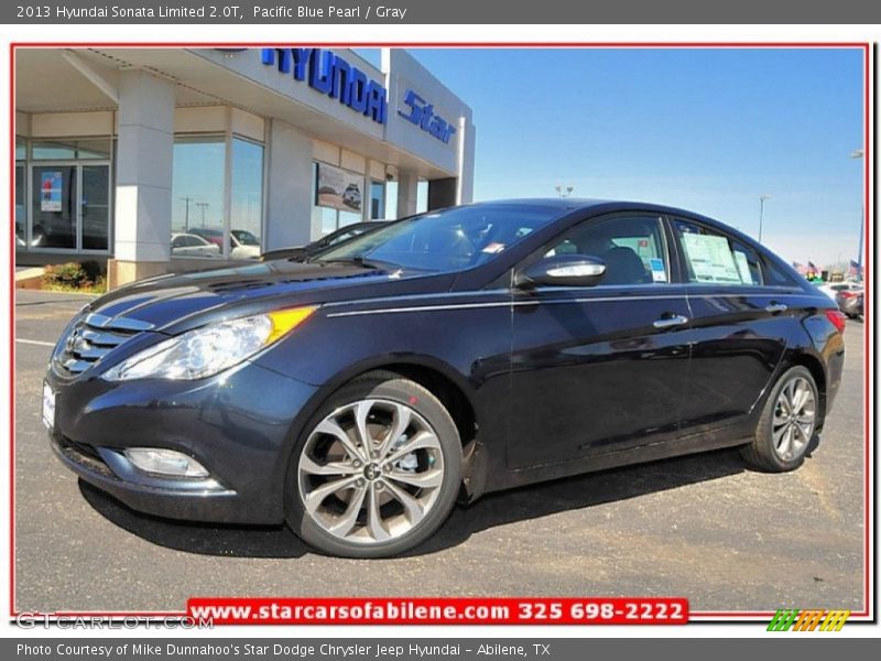 Pacific Blue Pearl / Gray 2013 Hyundai Sonata Limited 2.0T