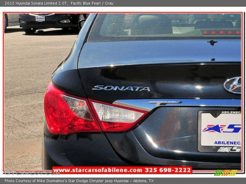 Pacific Blue Pearl / Gray 2013 Hyundai Sonata Limited 2.0T