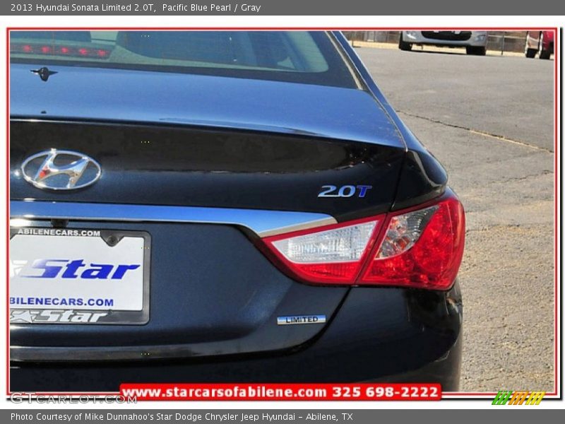 Pacific Blue Pearl / Gray 2013 Hyundai Sonata Limited 2.0T