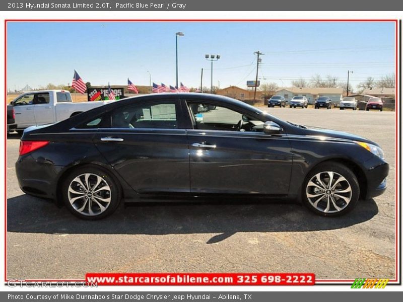 Pacific Blue Pearl / Gray 2013 Hyundai Sonata Limited 2.0T