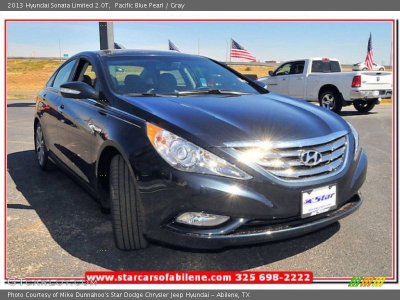 Pacific Blue Pearl / Gray 2013 Hyundai Sonata Limited 2.0T